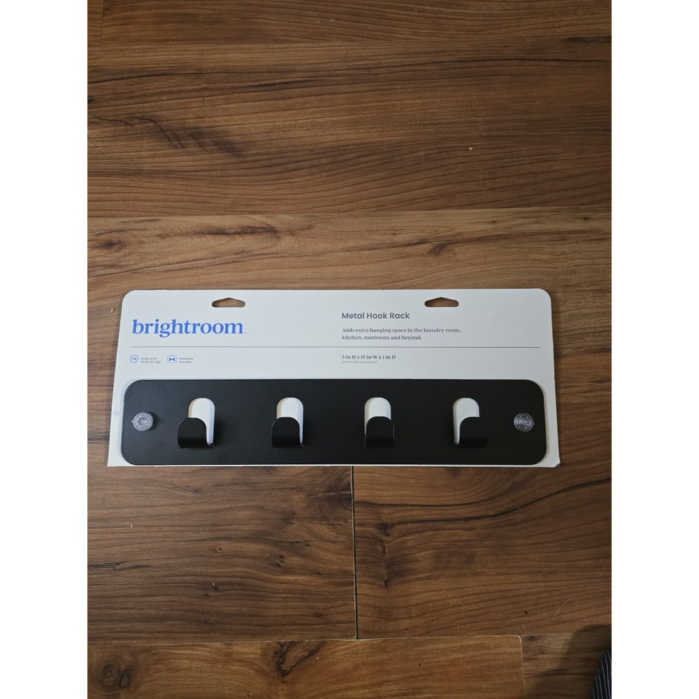 Brightroom Matte Black Metal Hook Rack 4 Hooks Wall Mount Towel Coat Rack S33